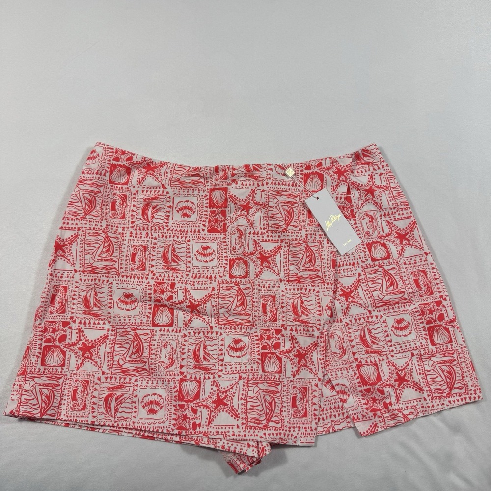 Lilly Pulitzer Women's Alicent Mini Skort Seaside Harbour Mizner Red‎ Size 14